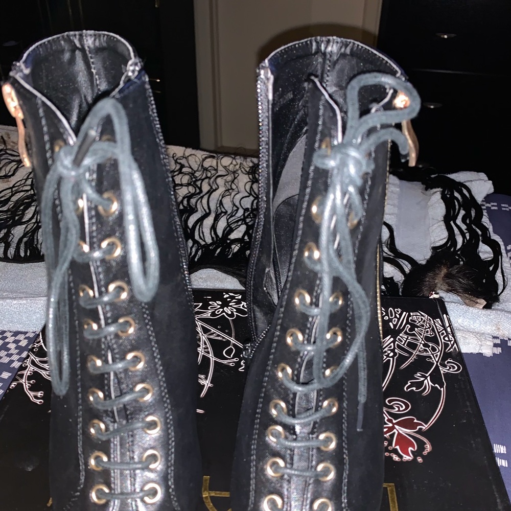 Black Open Toe Booties - image 4